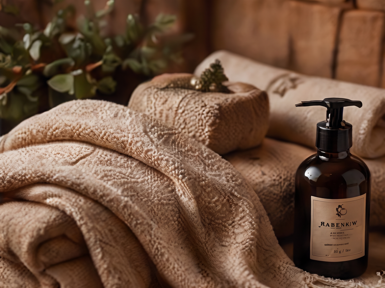 Textil och spa i varm julmiljö – högupplöst