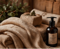 Textil och spa i varm julmiljö