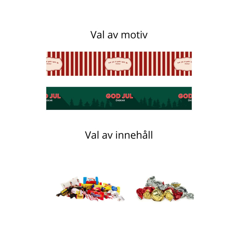 Svart julkorg inslaget godis, liten 1500g